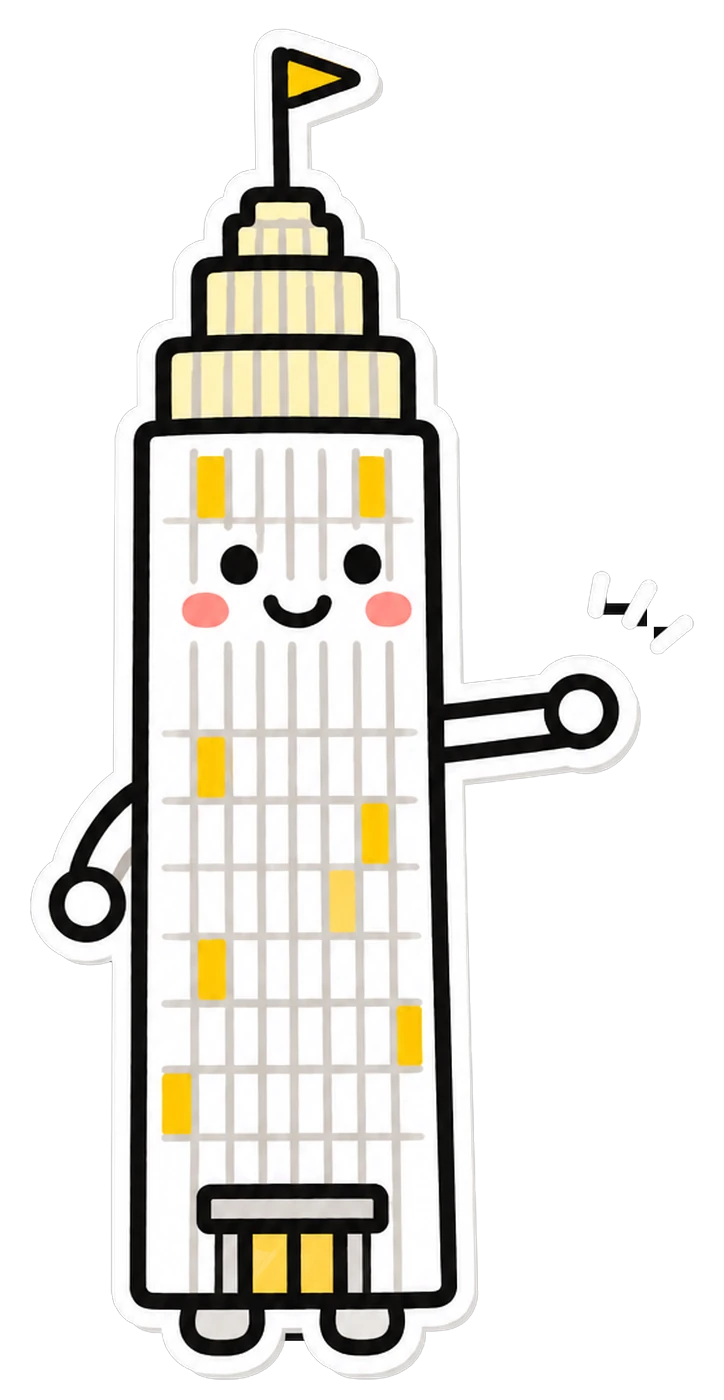 손으로 가리키는 마스코트 탑이